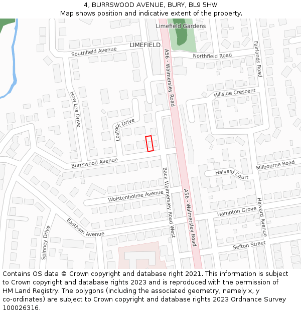 4, BURRSWOOD AVENUE, BURY, BL9 5HW: Location map and indicative extent of plot