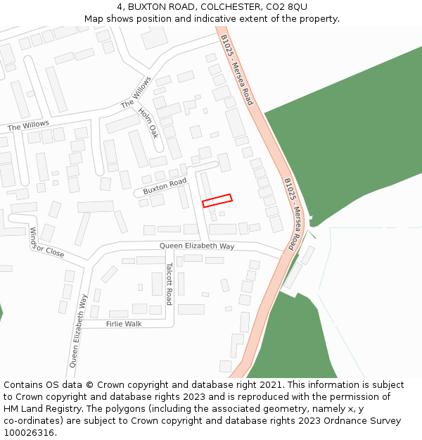 4, BUXTON ROAD, COLCHESTER, CO2 8QU: Location map and indicative extent of plot