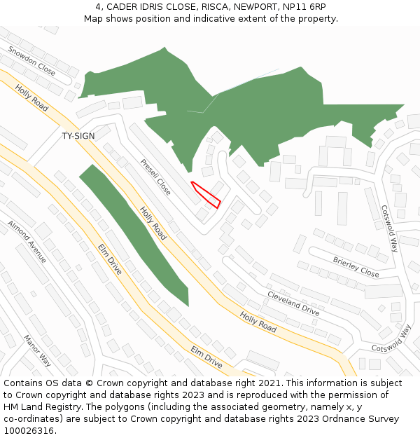 4, CADER IDRIS CLOSE, RISCA, NEWPORT, NP11 6RP: Location map and indicative extent of plot