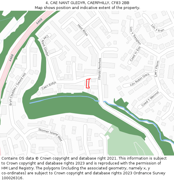 4, CAE NANT GLEDYR, CAERPHILLY, CF83 2BB: Location map and indicative extent of plot