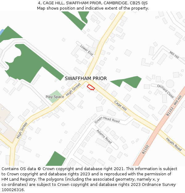 4, CAGE HILL, SWAFFHAM PRIOR, CAMBRIDGE, CB25 0JS: Location map and indicative extent of plot