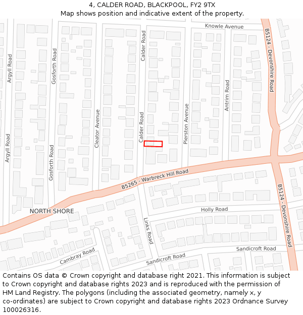 4, CALDER ROAD, BLACKPOOL, FY2 9TX: Location map and indicative extent of plot