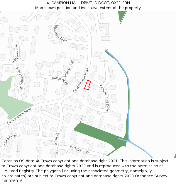 4, CAMPION HALL DRIVE, DIDCOT, OX11 9RN: Location map and indicative extent of plot