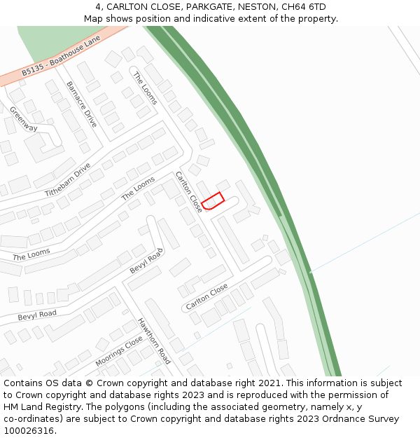 4, CARLTON CLOSE, PARKGATE, NESTON, CH64 6TD: Location map and indicative extent of plot