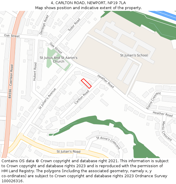 4, CARLTON ROAD, NEWPORT, NP19 7LA: Location map and indicative extent of plot