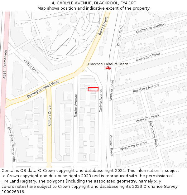 4, CARLYLE AVENUE, BLACKPOOL, FY4 1PF: Location map and indicative extent of plot