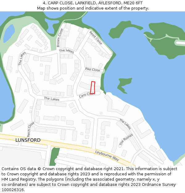 4, CARP CLOSE, LARKFIELD, AYLESFORD, ME20 6FT: Location map and indicative extent of plot