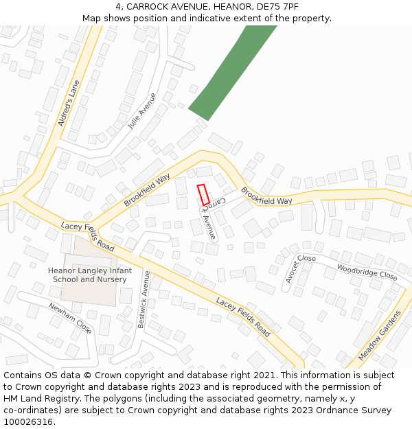 4, CARROCK AVENUE, HEANOR, DE75 7PF: Location map and indicative extent of plot