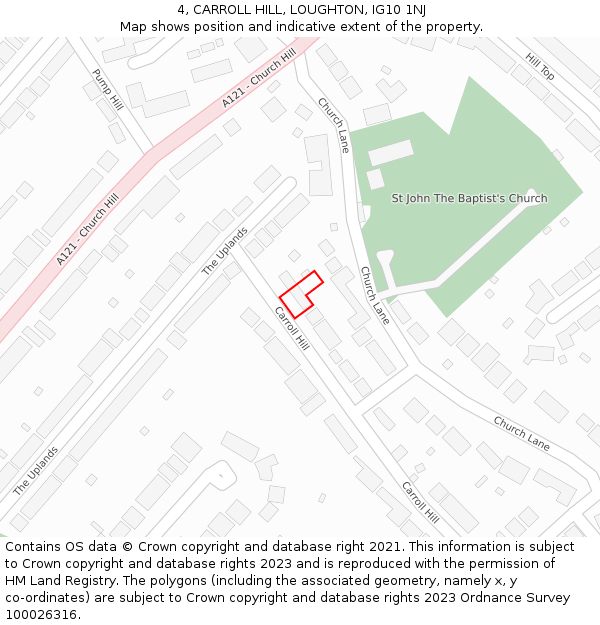 4, CARROLL HILL, LOUGHTON, IG10 1NJ: Location map and indicative extent of plot