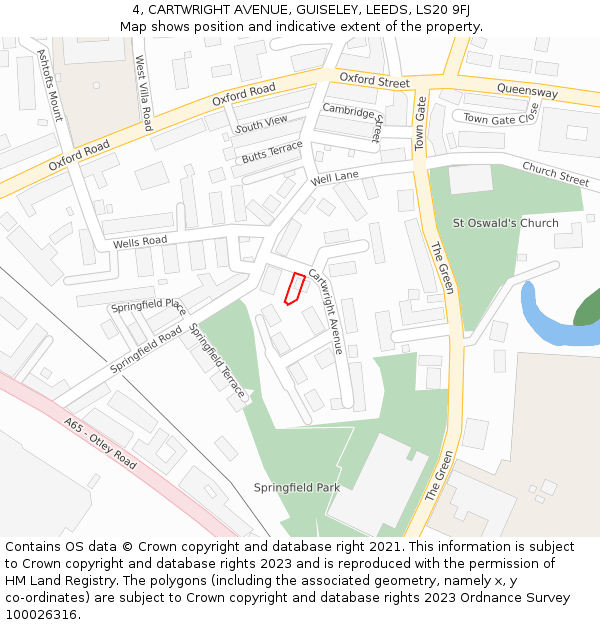 4, CARTWRIGHT AVENUE, GUISELEY, LEEDS, LS20 9FJ: Location map and indicative extent of plot