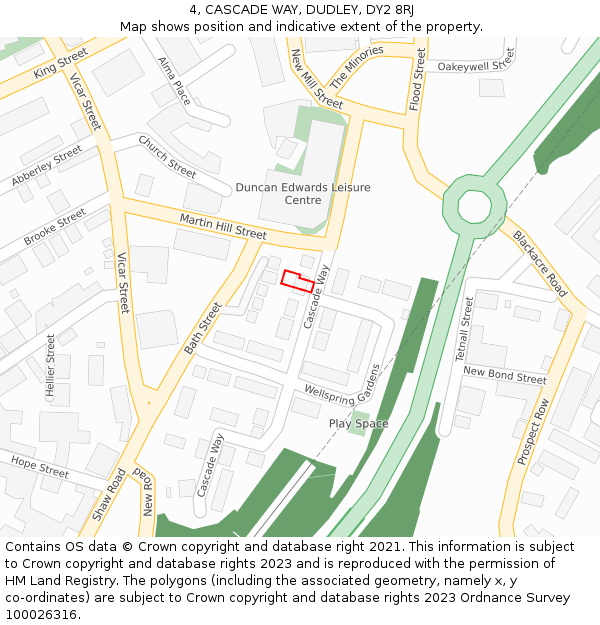 4, CASCADE WAY, DUDLEY, DY2 8RJ: Location map and indicative extent of plot