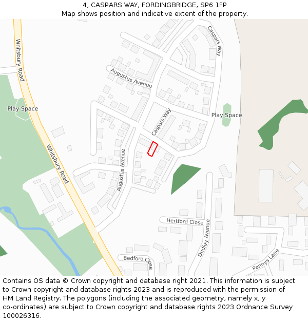 4, CASPARS WAY, FORDINGBRIDGE, SP6 1FP: Location map and indicative extent of plot