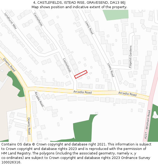 4, CASTLEFIELDS, ISTEAD RISE, GRAVESEND, DA13 9EJ: Location map and indicative extent of plot