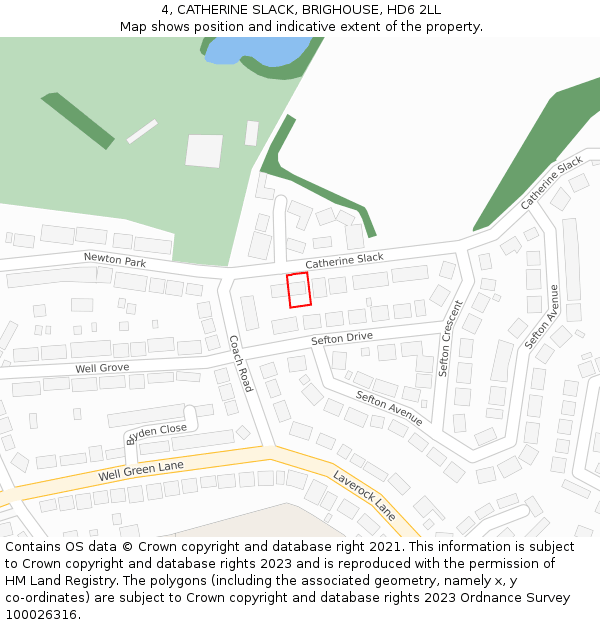 4, CATHERINE SLACK, BRIGHOUSE, HD6 2LL: Location map and indicative extent of plot