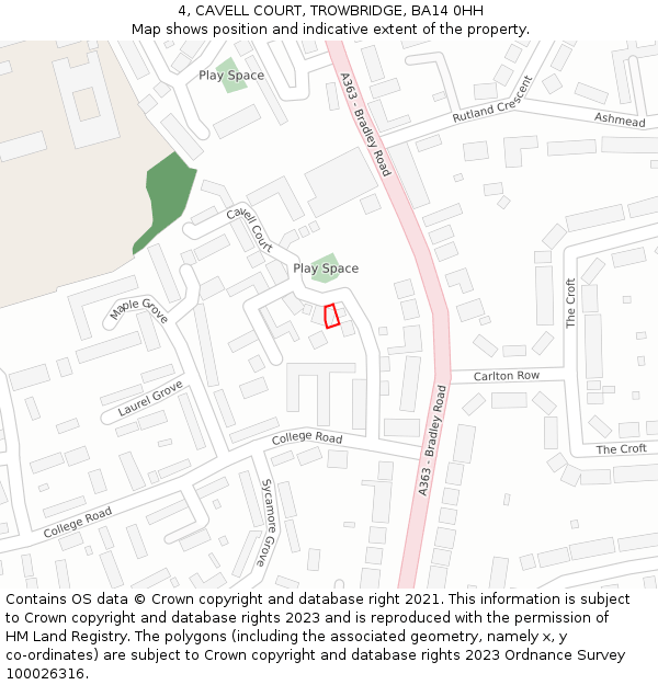 4, CAVELL COURT, TROWBRIDGE, BA14 0HH: Location map and indicative extent of plot