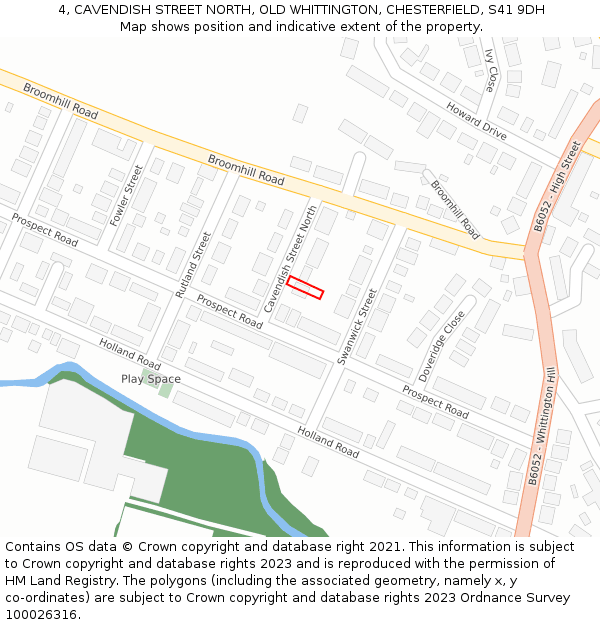 4, CAVENDISH STREET NORTH, OLD WHITTINGTON, CHESTERFIELD, S41 9DH: Location map and indicative extent of plot