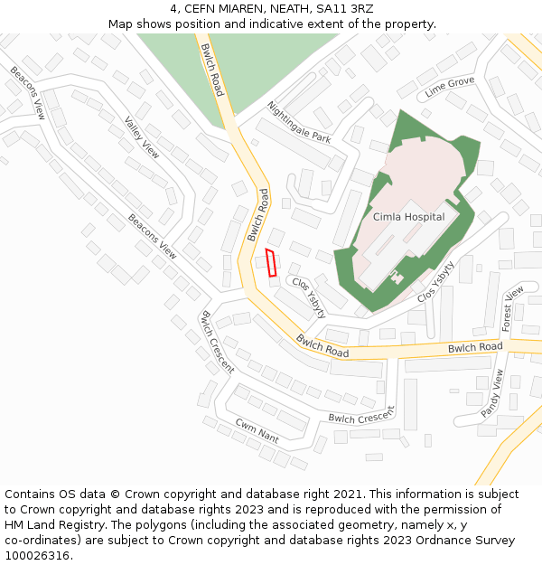 4, CEFN MIAREN, NEATH, SA11 3RZ: Location map and indicative extent of plot