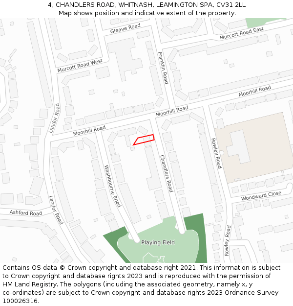 4, CHANDLERS ROAD, WHITNASH, LEAMINGTON SPA, CV31 2LL: Location map and indicative extent of plot