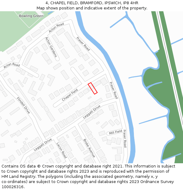 4, CHAPEL FIELD, BRAMFORD, IPSWICH, IP8 4HR: Location map and indicative extent of plot