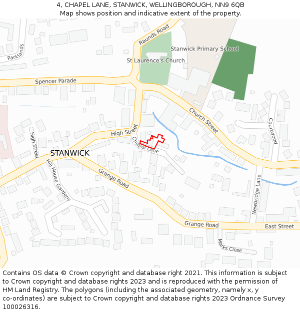 4, CHAPEL LANE, STANWICK, WELLINGBOROUGH, NN9 6QB: Location map and indicative extent of plot