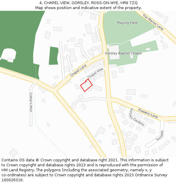 4, CHAPEL VIEW, GORSLEY, ROSS-ON-WYE, HR9 7ZQ: Location map and indicative extent of plot