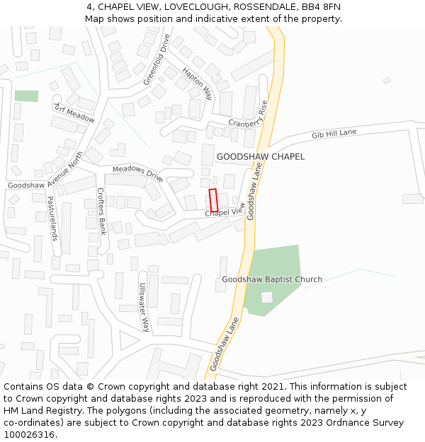 4, CHAPEL VIEW, LOVECLOUGH, ROSSENDALE, BB4 8FN: Location map and indicative extent of plot