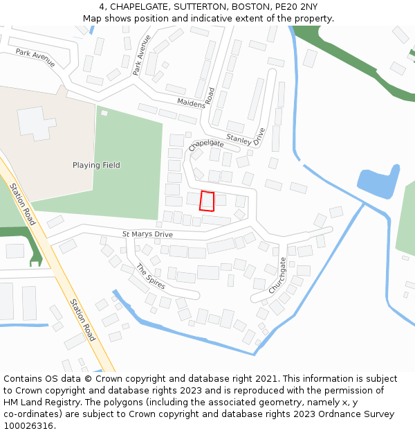4, CHAPELGATE, SUTTERTON, BOSTON, PE20 2NY: Location map and indicative extent of plot
