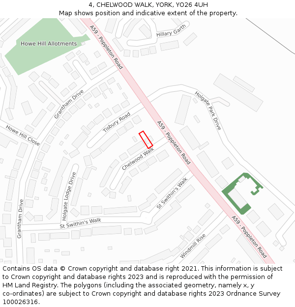 4, CHELWOOD WALK, YORK, YO26 4UH: Location map and indicative extent of plot