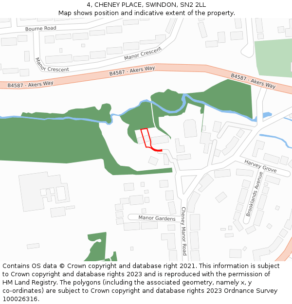 4, CHENEY PLACE, SWINDON, SN2 2LL: Location map and indicative extent of plot