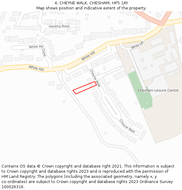 4, CHEYNE WALK, CHESHAM, HP5 1AY: Location map and indicative extent of plot