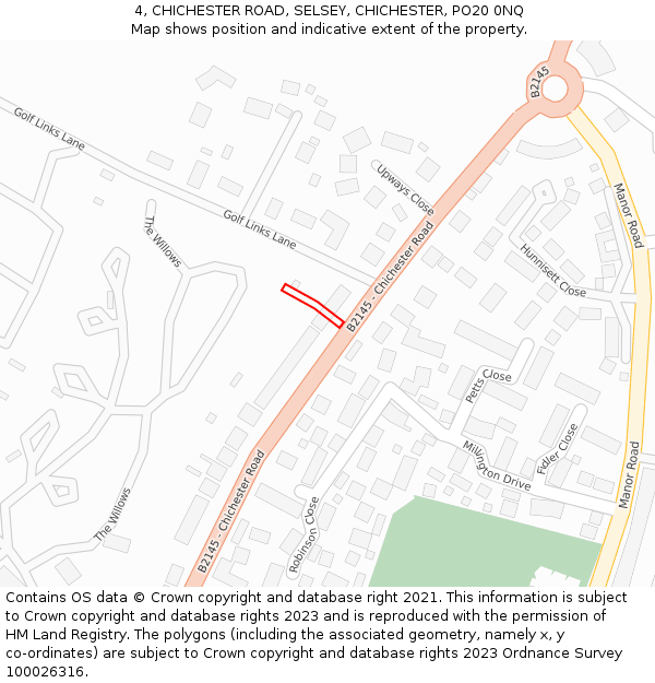 4, CHICHESTER ROAD, SELSEY, CHICHESTER, PO20 0NQ: Location map and indicative extent of plot