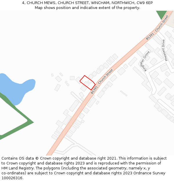 4, CHURCH MEWS, CHURCH STREET, WINCHAM, NORTHWICH, CW9 6EP: Location map and indicative extent of plot