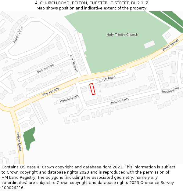 4, CHURCH ROAD, PELTON, CHESTER LE STREET, DH2 1LZ: Location map and indicative extent of plot