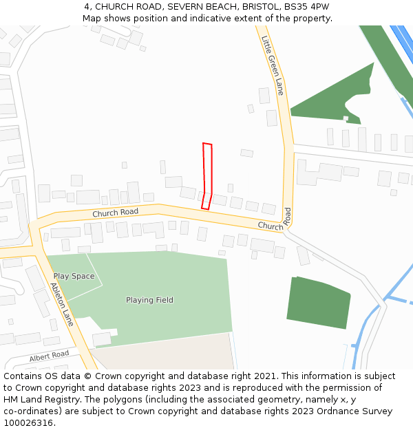 4, CHURCH ROAD, SEVERN BEACH, BRISTOL, BS35 4PW: Location map and indicative extent of plot