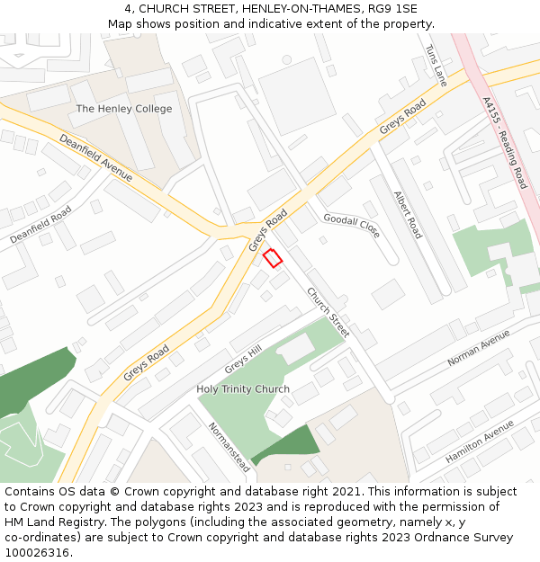 4, CHURCH STREET, HENLEY-ON-THAMES, RG9 1SE: Location map and indicative extent of plot