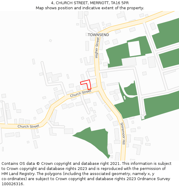 4, CHURCH STREET, MERRIOTT, TA16 5PR: Location map and indicative extent of plot