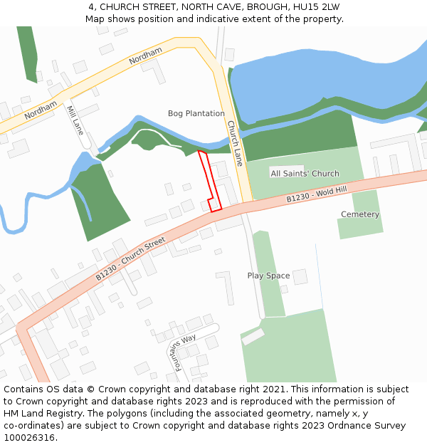 4, CHURCH STREET, NORTH CAVE, BROUGH, HU15 2LW: Location map and indicative extent of plot