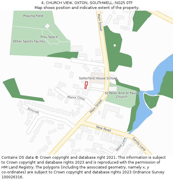 4, CHURCH VIEW, OXTON, SOUTHWELL, NG25 0TF: Location map and indicative extent of plot
