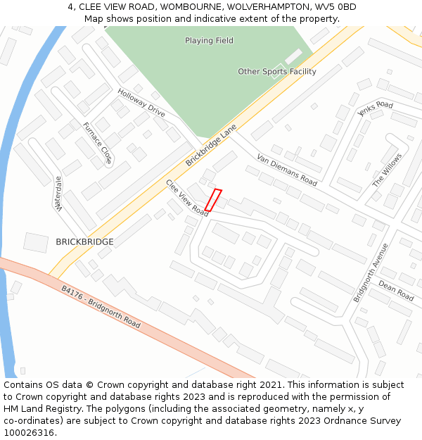 4, CLEE VIEW ROAD, WOMBOURNE, WOLVERHAMPTON, WV5 0BD: Location map and indicative extent of plot