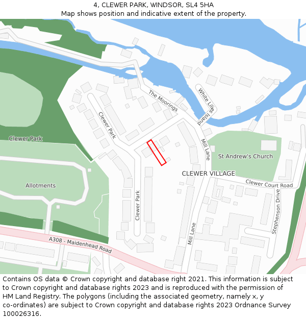 4, CLEWER PARK, WINDSOR, SL4 5HA: Location map and indicative extent of plot