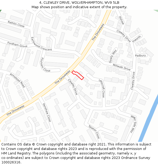 4, CLEWLEY DRIVE, WOLVERHAMPTON, WV9 5LB: Location map and indicative extent of plot