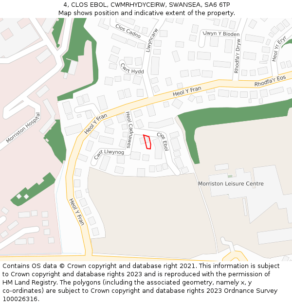 4, CLOS EBOL, CWMRHYDYCEIRW, SWANSEA, SA6 6TP: Location map and indicative extent of plot