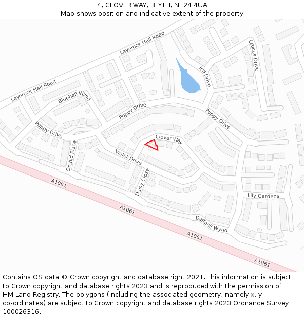 4, CLOVER WAY, BLYTH, NE24 4UA: Location map and indicative extent of plot