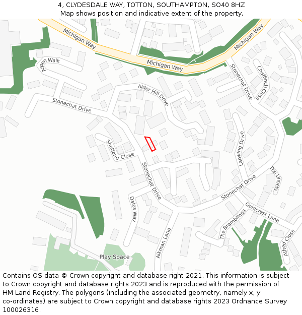 4, CLYDESDALE WAY, TOTTON, SOUTHAMPTON, SO40 8HZ: Location map and indicative extent of plot