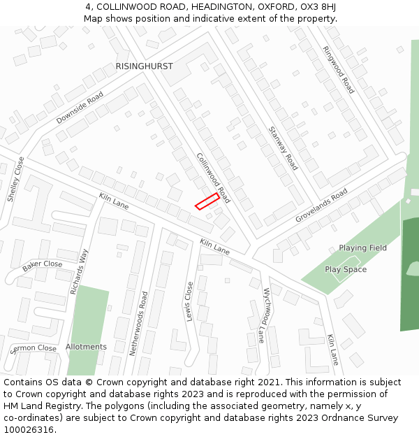 4, COLLINWOOD ROAD, HEADINGTON, OXFORD, OX3 8HJ: Location map and indicative extent of plot