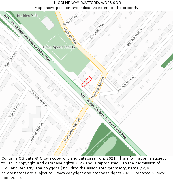 4, COLNE WAY, WATFORD, WD25 9DB: Location map and indicative extent of plot