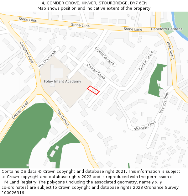 4, COMBER GROVE, KINVER, STOURBRIDGE, DY7 6EN: Location map and indicative extent of plot