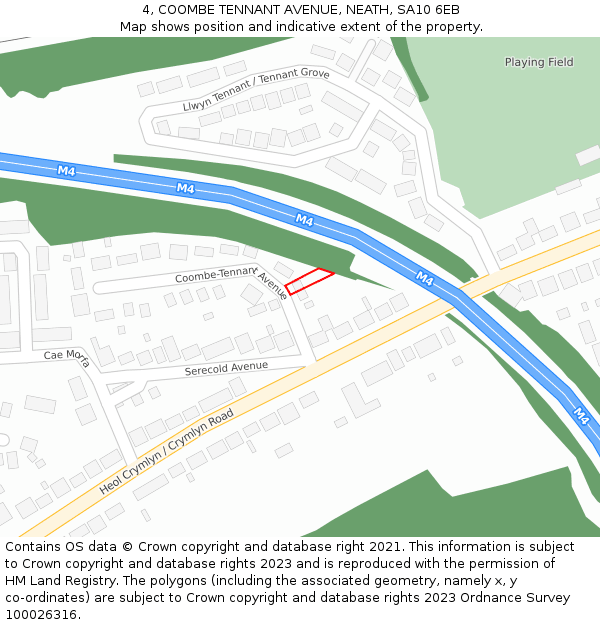 4, COOMBE TENNANT AVENUE, NEATH, SA10 6EB: Location map and indicative extent of plot