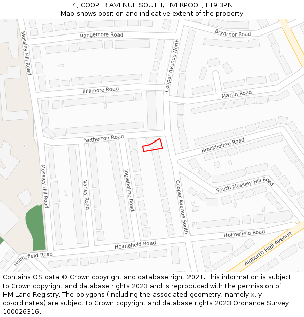 4, COOPER AVENUE SOUTH, LIVERPOOL, L19 3PN: Location map and indicative extent of plot