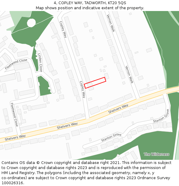 4, COPLEY WAY, TADWORTH, KT20 5QS: Location map and indicative extent of plot